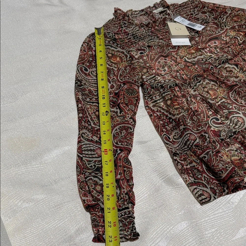 Greige Multicolor Paisley Blouse - Picture 5 of 15